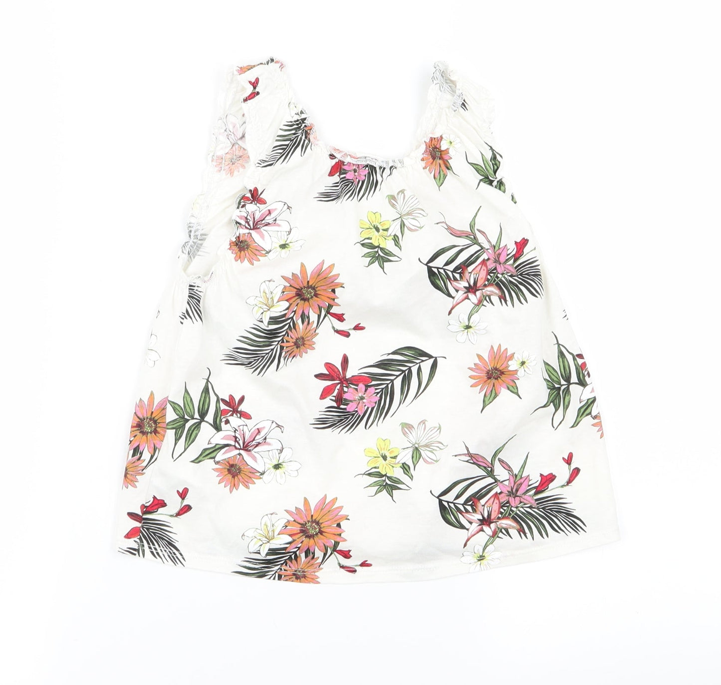 H&M Girls White Floral  Basic Tank Size 2-3 Years