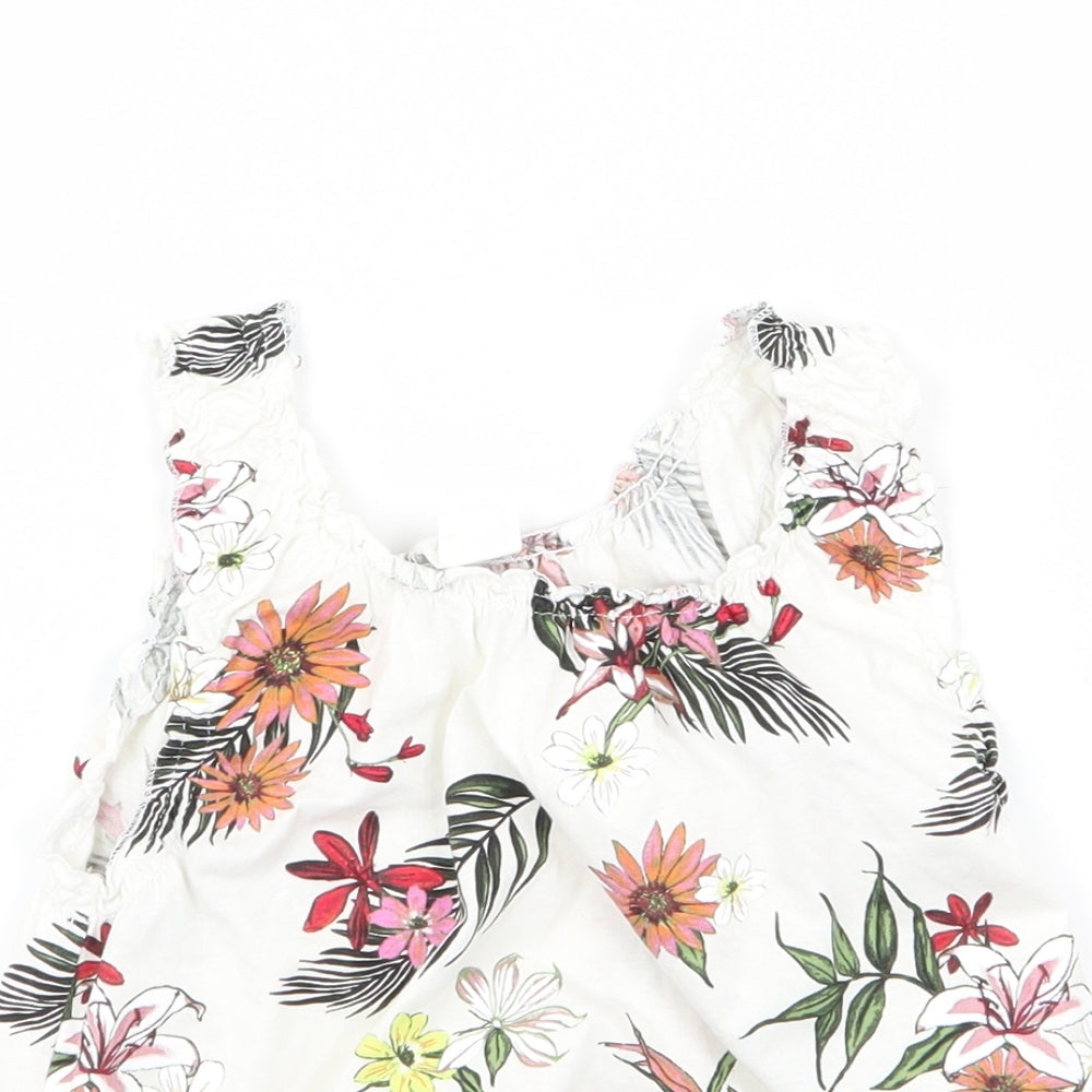 H&M Girls White Floral  Basic Tank Size 2-3 Years
