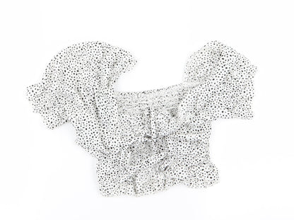 SHEIN Womens White Polka Dot  Basic T-Shirt Size S  - crop