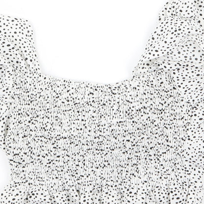 SHEIN Womens White Polka Dot  Basic T-Shirt Size S  - crop