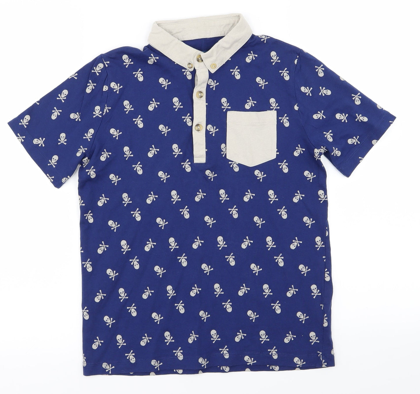 boys Boys Blue   Basic Polo Size 9-10 Years  - skull print
