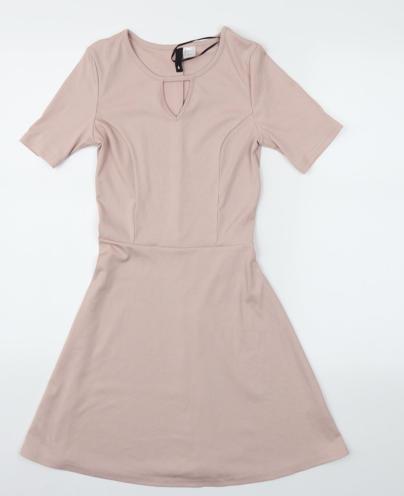 H&M Womens Pink Houndstooth  Fit & Flare  Size 6