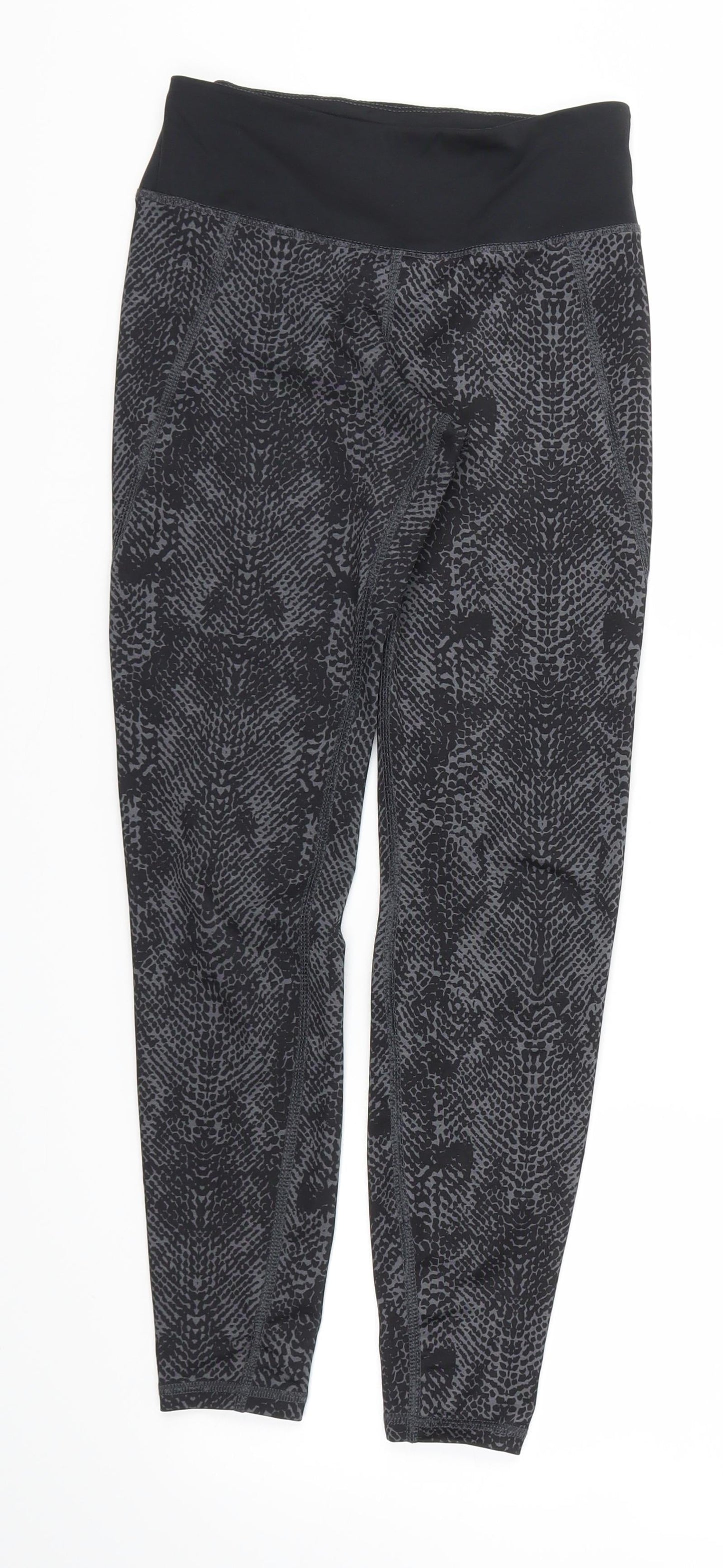 H&M Womens Black Animal Print  Capri Trousers Size XS L24 in - Stretch waistband