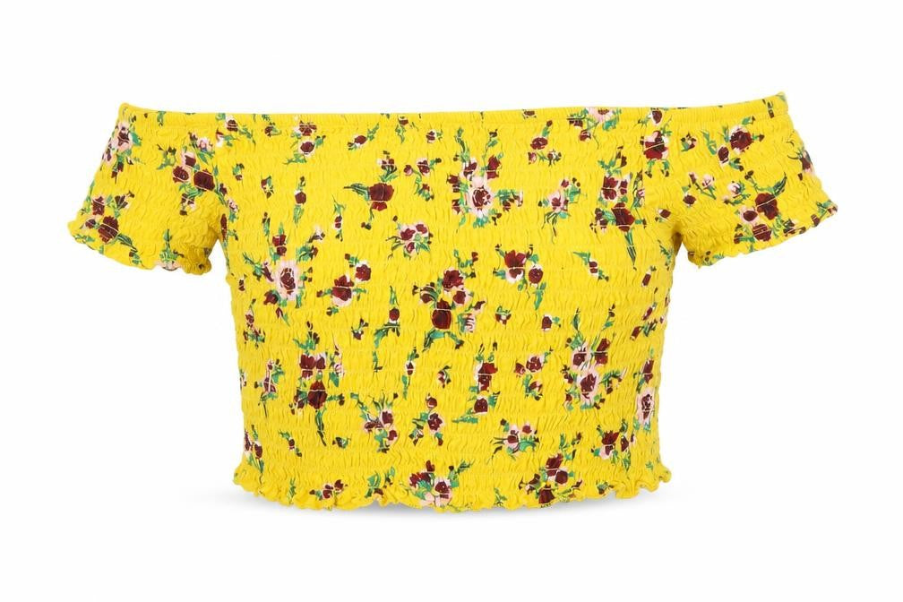 Primark Womens Yellow Floral  Basic T-Shirt Size 8