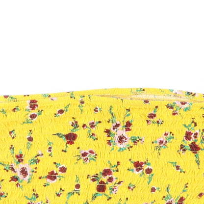 Primark Womens Yellow Floral  Basic T-Shirt Size 8