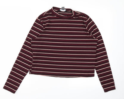 Preloved Primark Womens Red Striped  Basic T-Shirt Size XL - Front