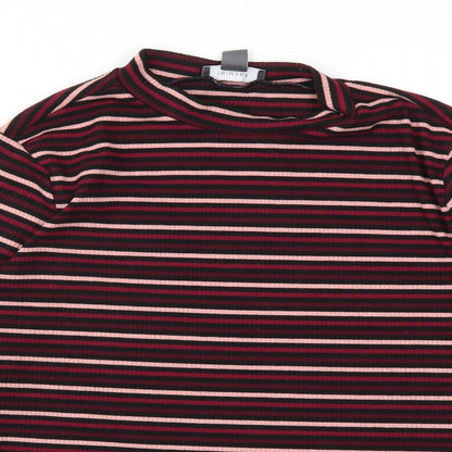 Preloved Primark Womens Red Striped  Basic T-Shirt Size XL - Detail