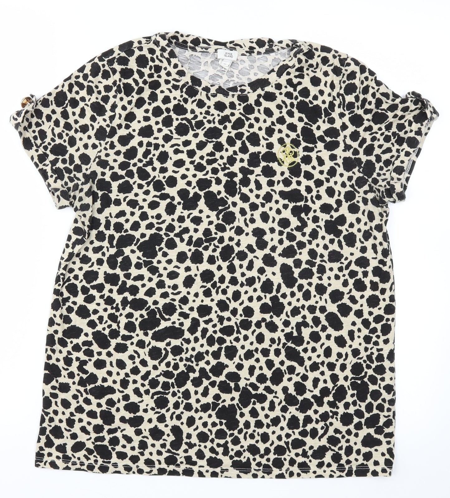 River Island Womens Brown Animal Print  Basic T-Shirt Size 10