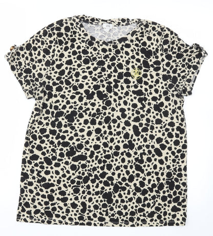 Preloved River Island Womens Brown Animal Print  Basic T-Shirt Size 10 - Front