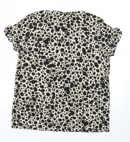 Preloved River Island Womens Brown Animal Print  Basic T-Shirt Size 10 - Back