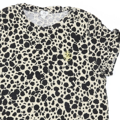 Preloved River Island Womens Brown Animal Print  Basic T-Shirt Size 10 - Detail