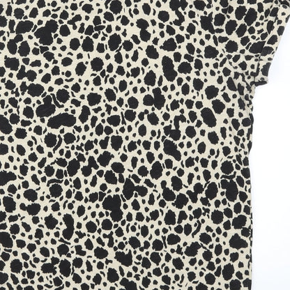 Preloved River Island Womens Brown Animal Print  Basic T-Shirt Size 10 - Label
