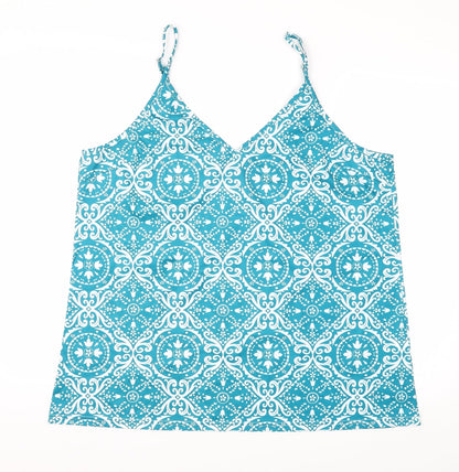 Preloved Preworn Womens Blue Argyle/Diamond  Basic Blouse Size XL - Front