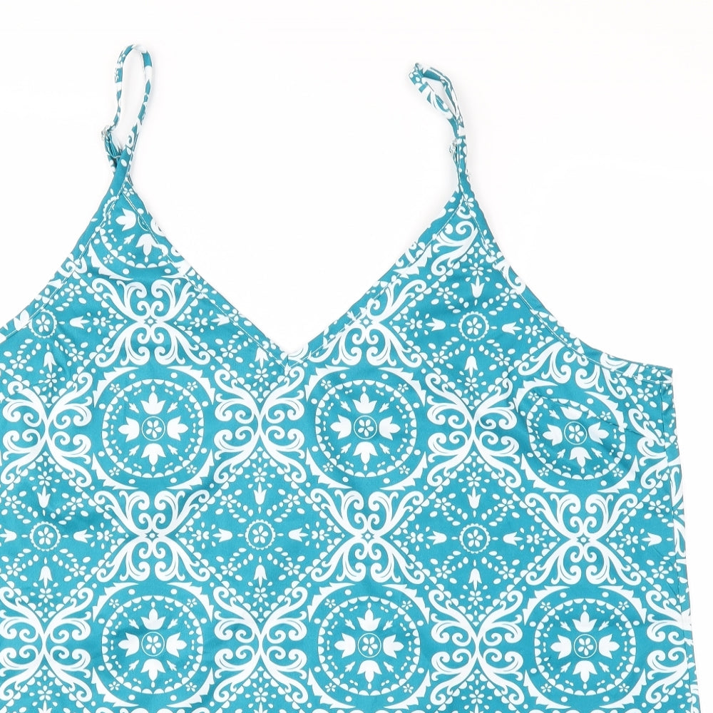 Preworn Womens Blue Argyle/Diamond  Basic Blouse Size XL