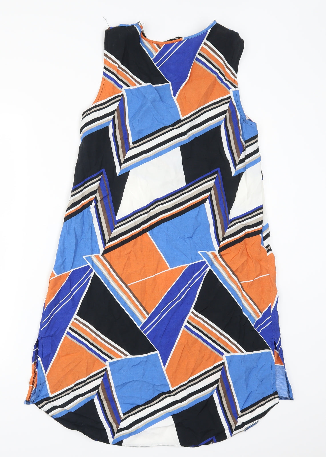 Dorothy Perkins Womens Multicoloured Geometric  Tank Dress  Size 12  - Blue and Orange
