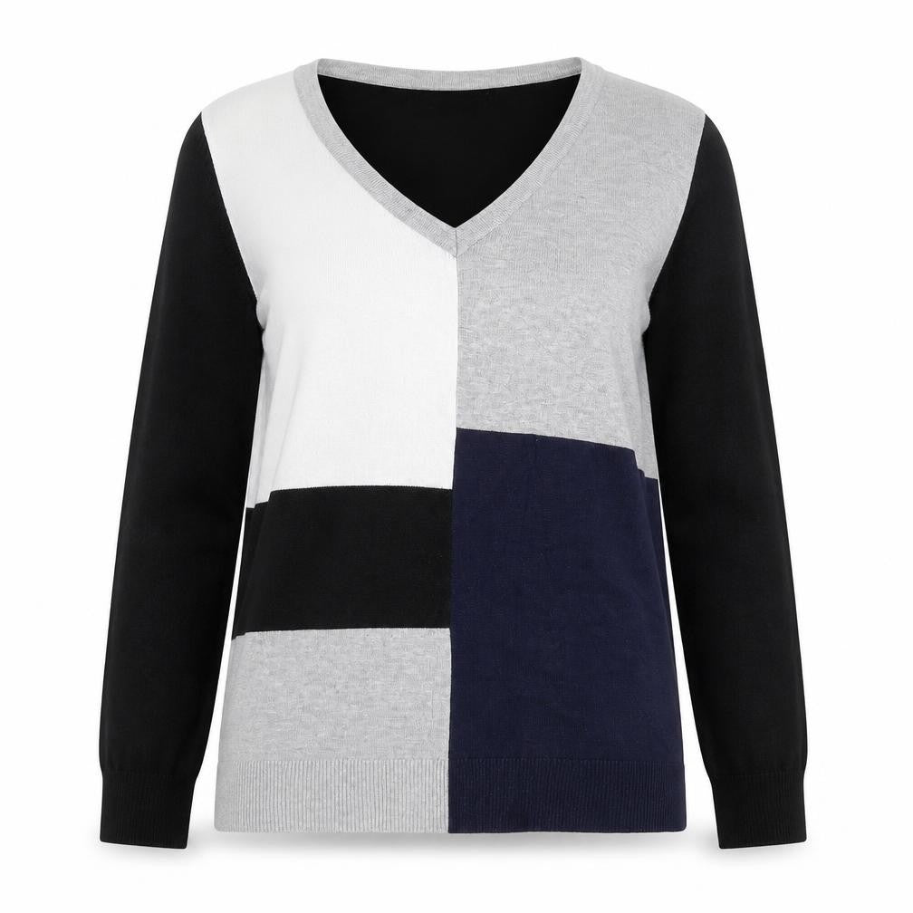 M&Co Womens Black Geometric  Pullover Jumper Size 8  - Grey and Blue