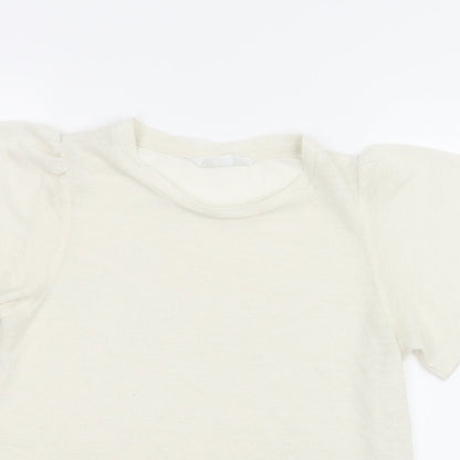 Preloved Primark Womens Ivory  Knit Basic T-Shirt Size 6 - Detail