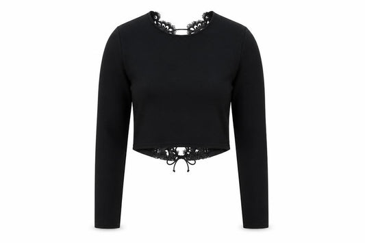 PRETTYLITTLETHING Womens Black   Cropped T-Shirt Size 6