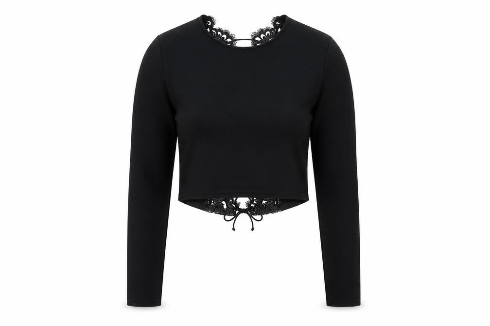 PRETTYLITTLETHING Womens Black   Cropped T-Shirt Size 6