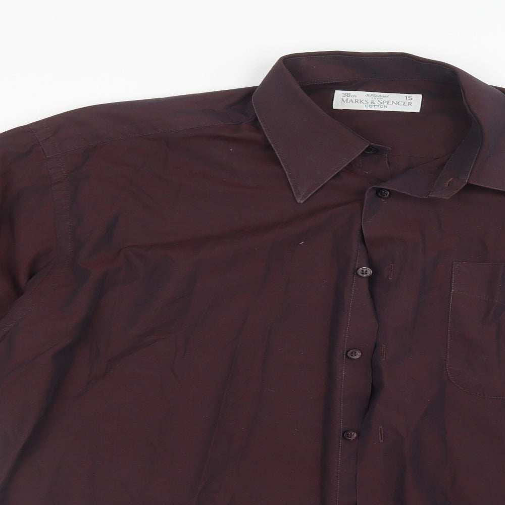 Marks and Spencer Mens Purple    Button-Up Size 15