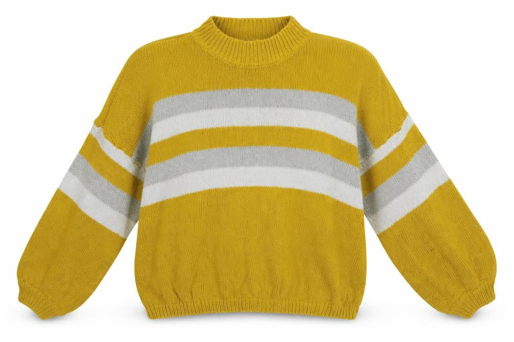 Zaful Womens Yellow Striped  Pullover Jumper One Size
