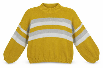 Zaful Womens Yellow Striped  Pullover Jumper One Size
