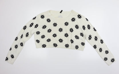 Preloved Divided Womens Beige Geometric  Pullover Jumper Size L - Front