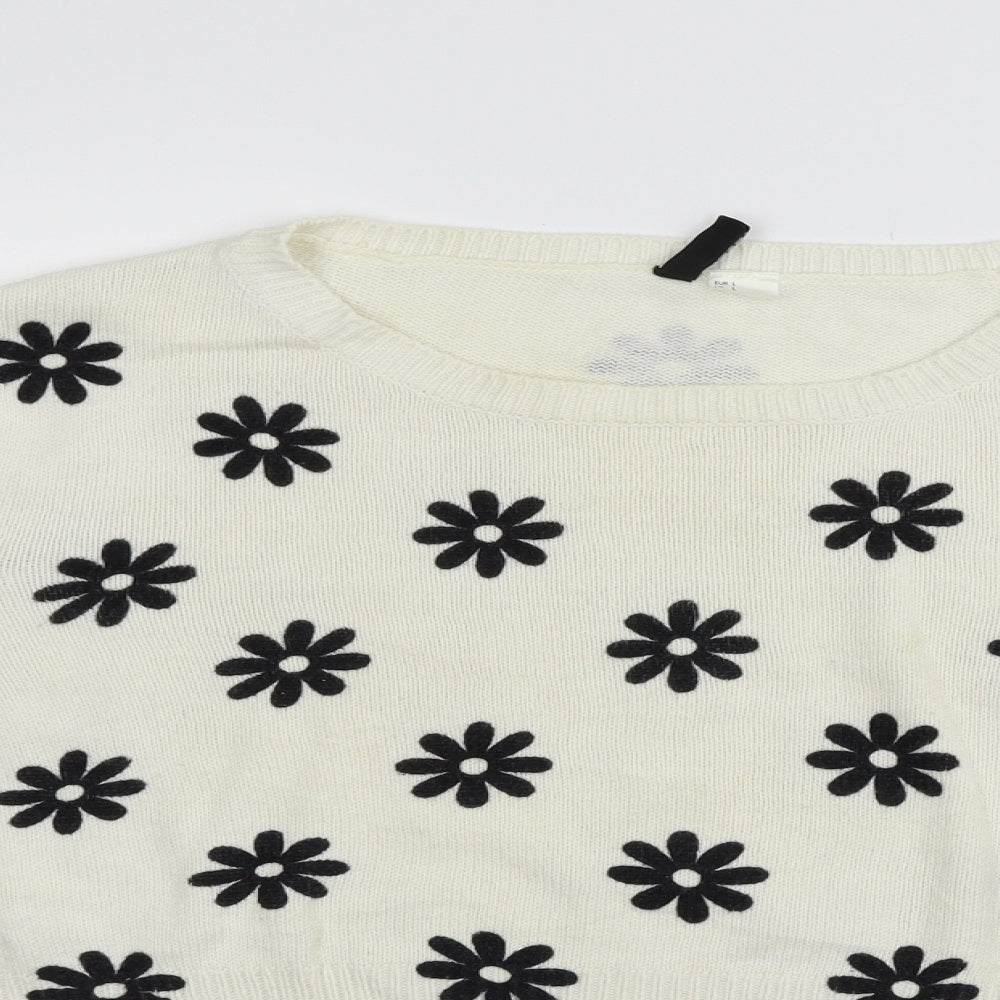 Divided Womens Beige Geometric  Pullover Jumper Size L