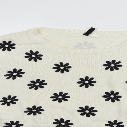 Preloved Divided Womens Beige Geometric  Pullover Jumper Size L - Detail