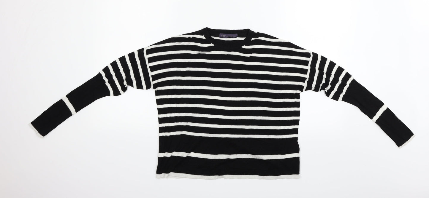Marks and Spencer Womens Black Striped  Pullover Jumper Size 10