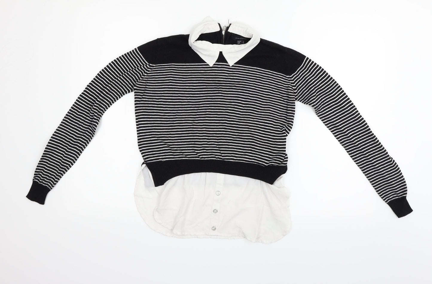 Atmosphere Womens Black Striped  Pullover Jumper Size 8