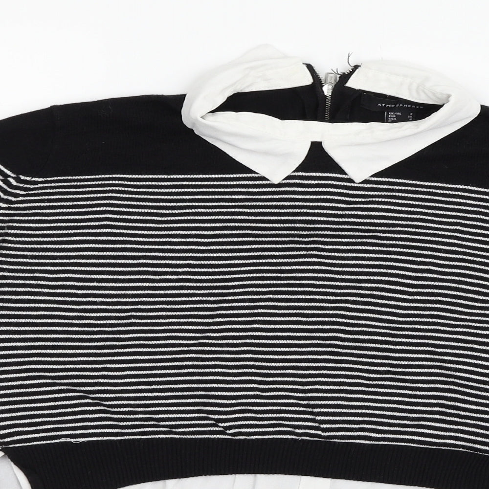 Atmosphere Womens Black Striped  Pullover Jumper Size 8