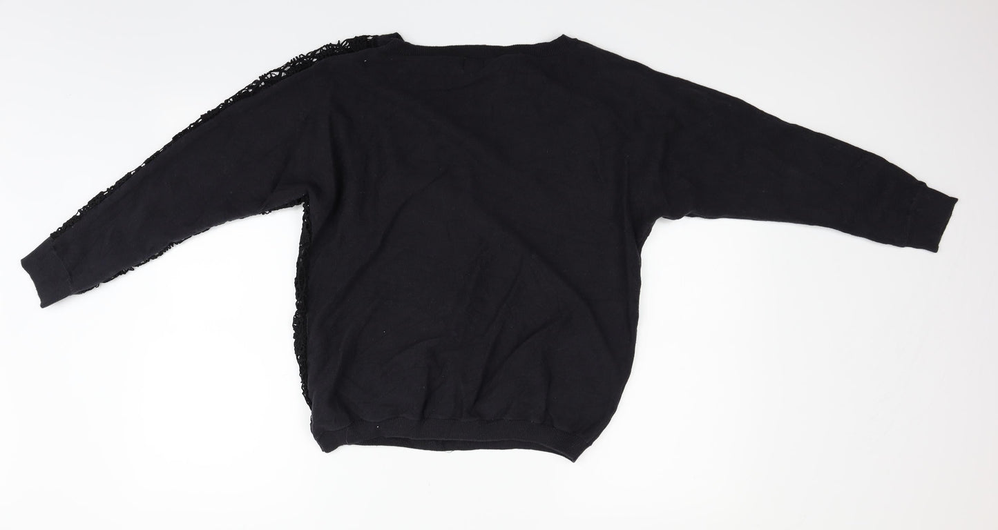 Miss Captain Womens Black   Pullover Jumper Size S