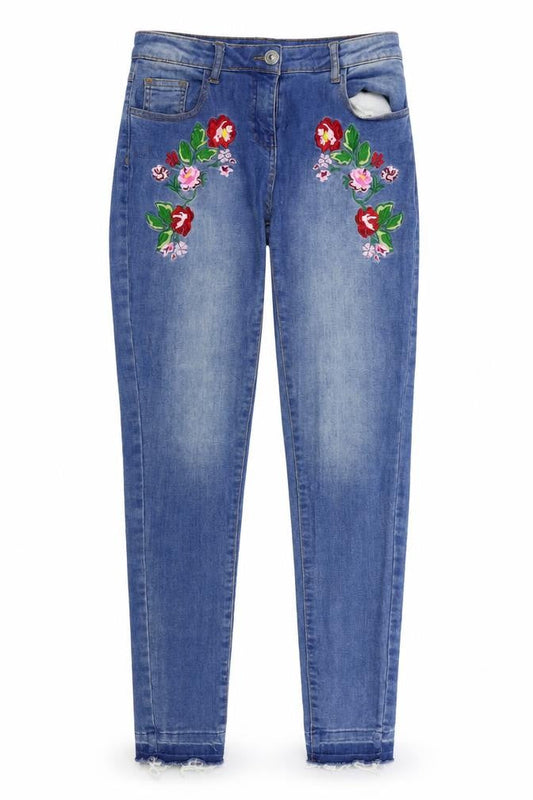 Quiz Womens Blue   Straight Jeans Size 8 L26 in - flowers