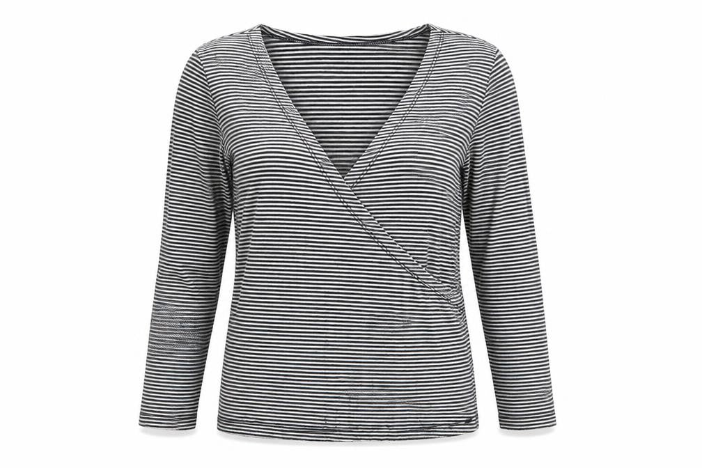 Atmosphere Womens Black Striped Jersey Basic T-Shirt Size 10