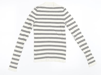 Bershka Womens Ivory Striped  Pullover Jumper Size S