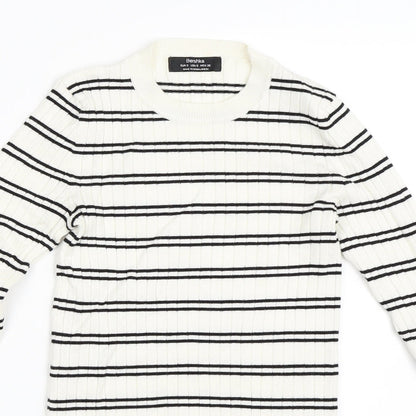 Bershka Womens Ivory Striped  Pullover Jumper Size S