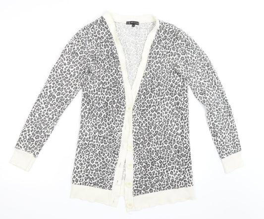 Ellie Louise Womens Grey Animal Print  Cardigan Jumper Size M