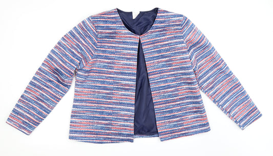 Anne De Lancay Womens Blue Striped  Jacket  Size L