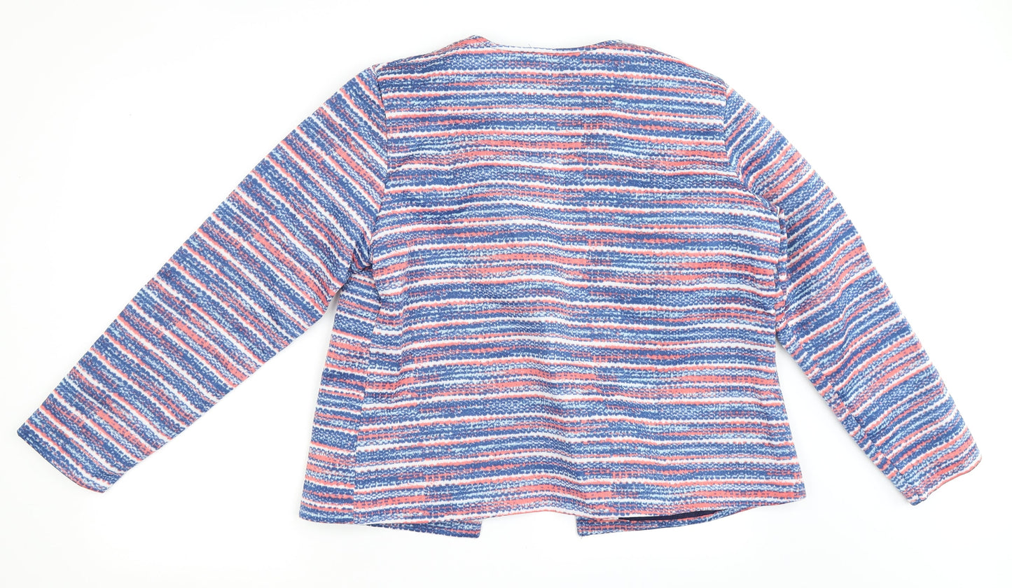 Anne De Lancay Womens Blue Striped  Jacket  Size L