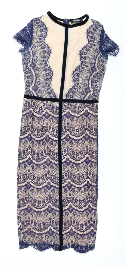 Additional front view of Missguided women’s blue bodycon, size UK 12