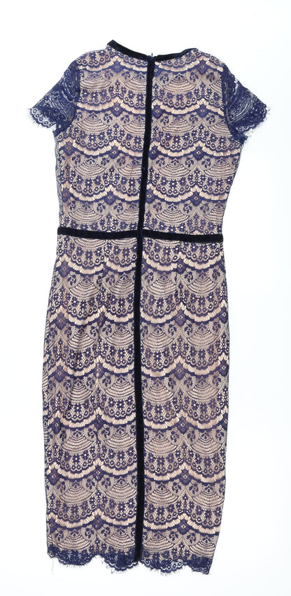 Back view of Missguided women’s blue bodycon, size UK 12