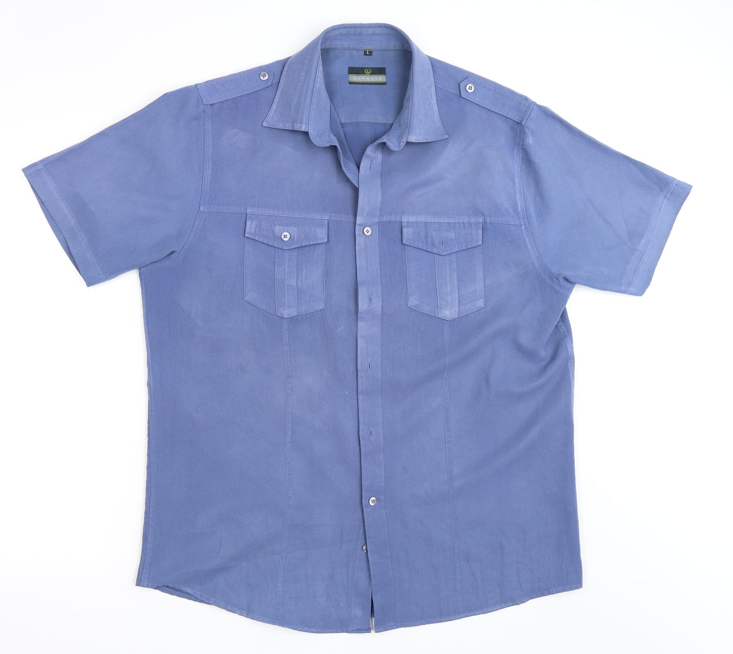 Lincoln Mens Blue    Button-Up Size L
