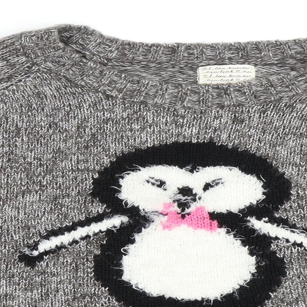 New Look Womens Grey   Pullover Jumper Size 16  - penguin