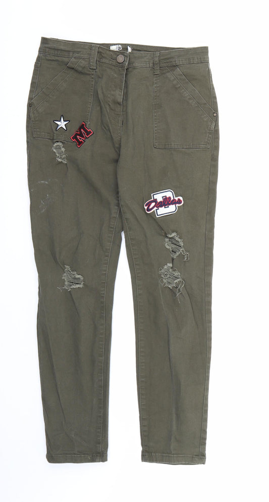Papaya Womens Green  Denim Straight Jeans Size 12 L29 in