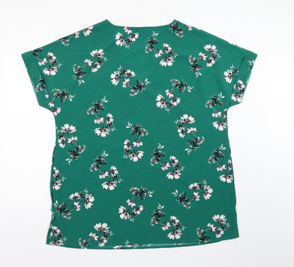 Preloved JD Williams Womens Green Floral Chiffon Basic Blouse Size 18 - Back