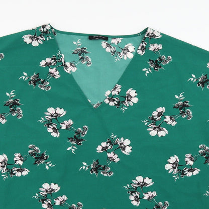 Preloved JD Williams Womens Green Floral Chiffon Basic Blouse Size 18 - Detail