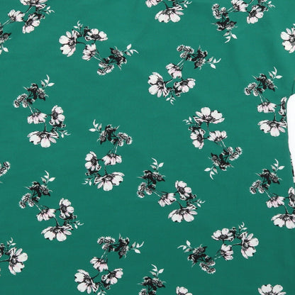Preloved JD Williams Womens Green Floral Chiffon Basic Blouse Size 18 - Label