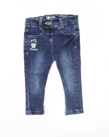 Preloved Verdo Girls Blue  Denim Capri Jeans Size 9 Months - Front