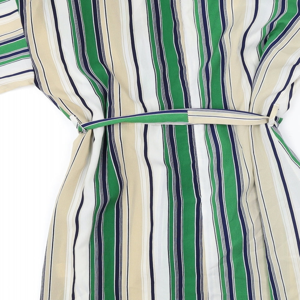 Boohoo  Womens Ivory Striped  Basic Blouse Size 8